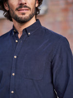 CHEMISE VELOURS CÔTELÉ MARINE