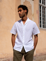 Chemise coton et lin Esteban rayé bleu